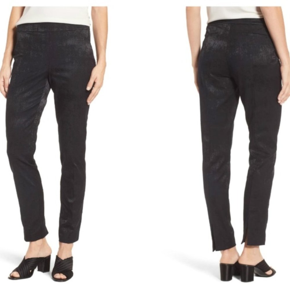 Eileen Fisher | Jacquard Trousers Black Textured Work Pant NWT